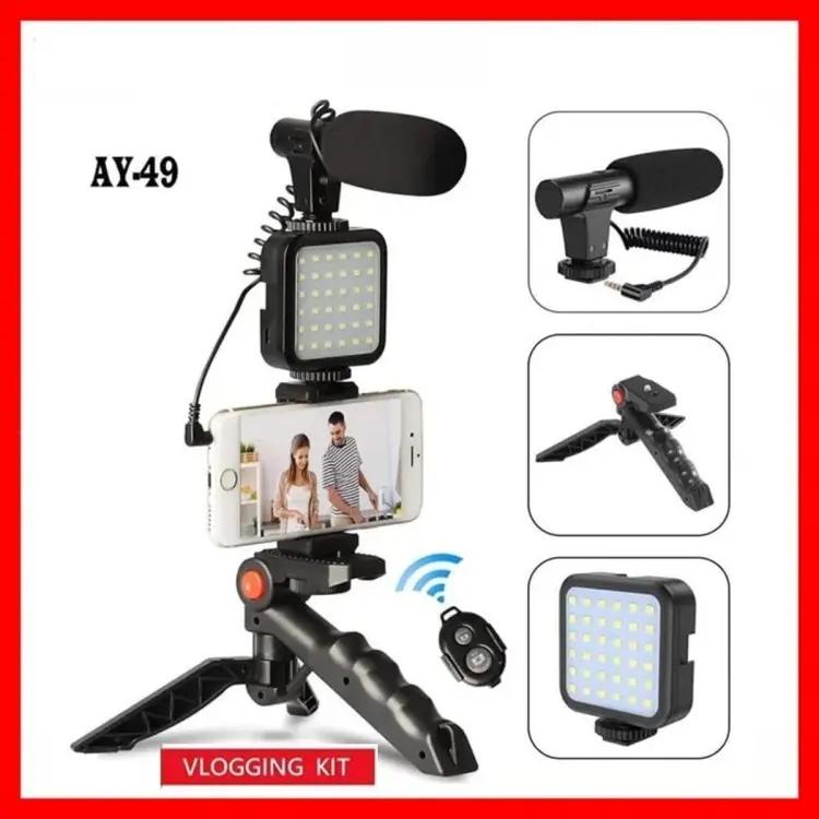 Vlogger Video Making Kits Microphone Led Fill Light Mini Tripod Mobile Holder