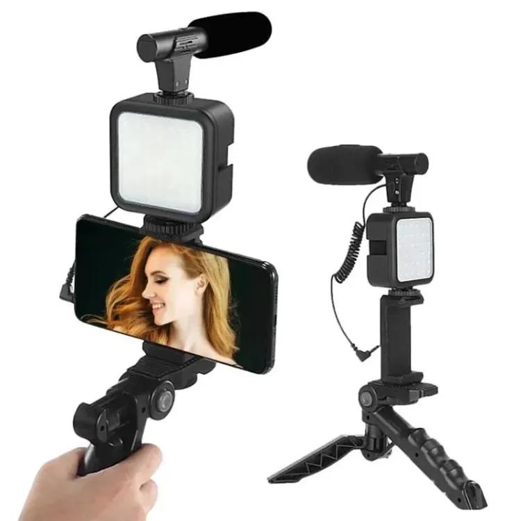 Vlogger Video Making Kits Microphone Led Fill Light Mini Tripod Mobile Holder