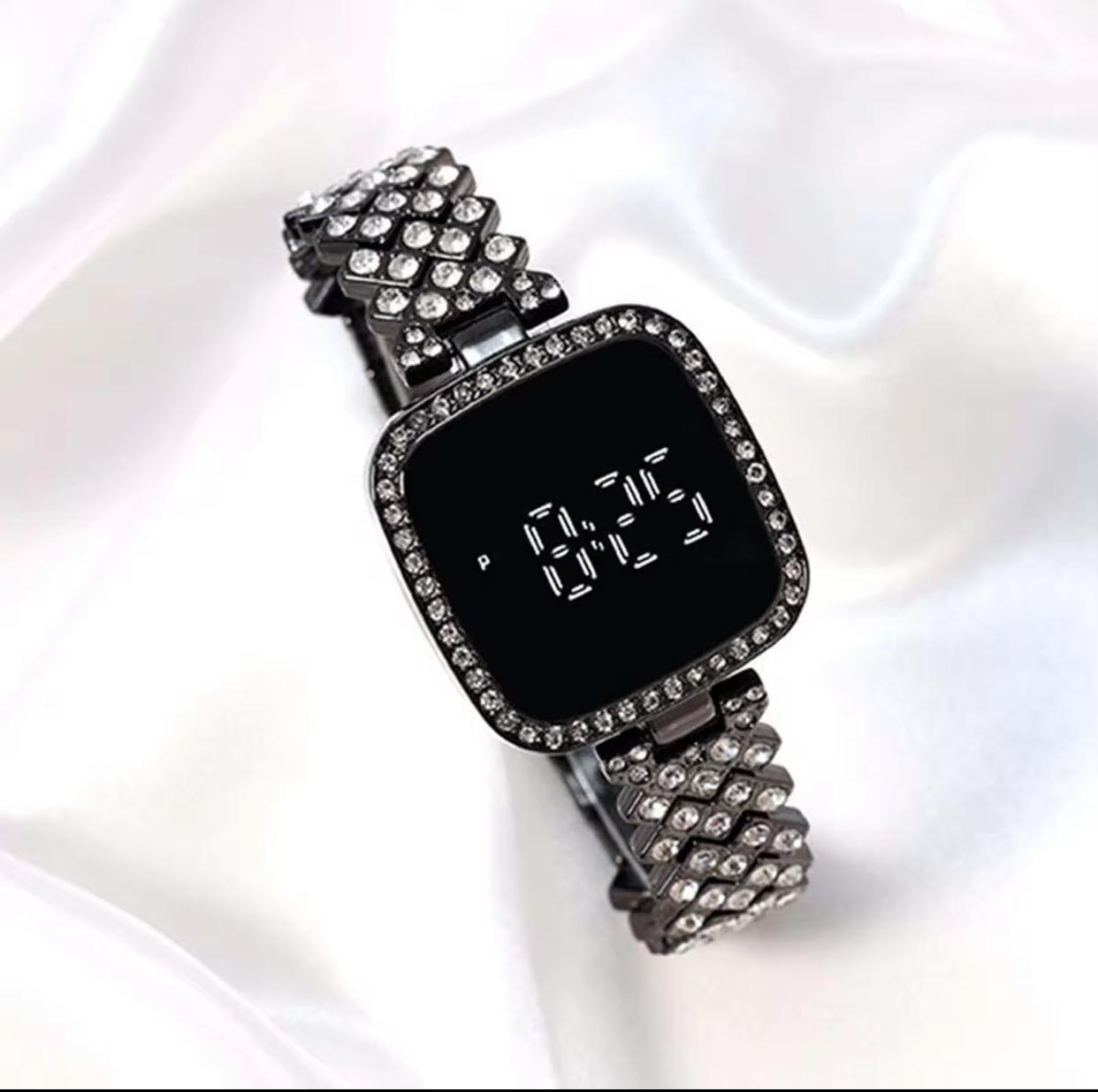 Ladies led ice stone stylish watch